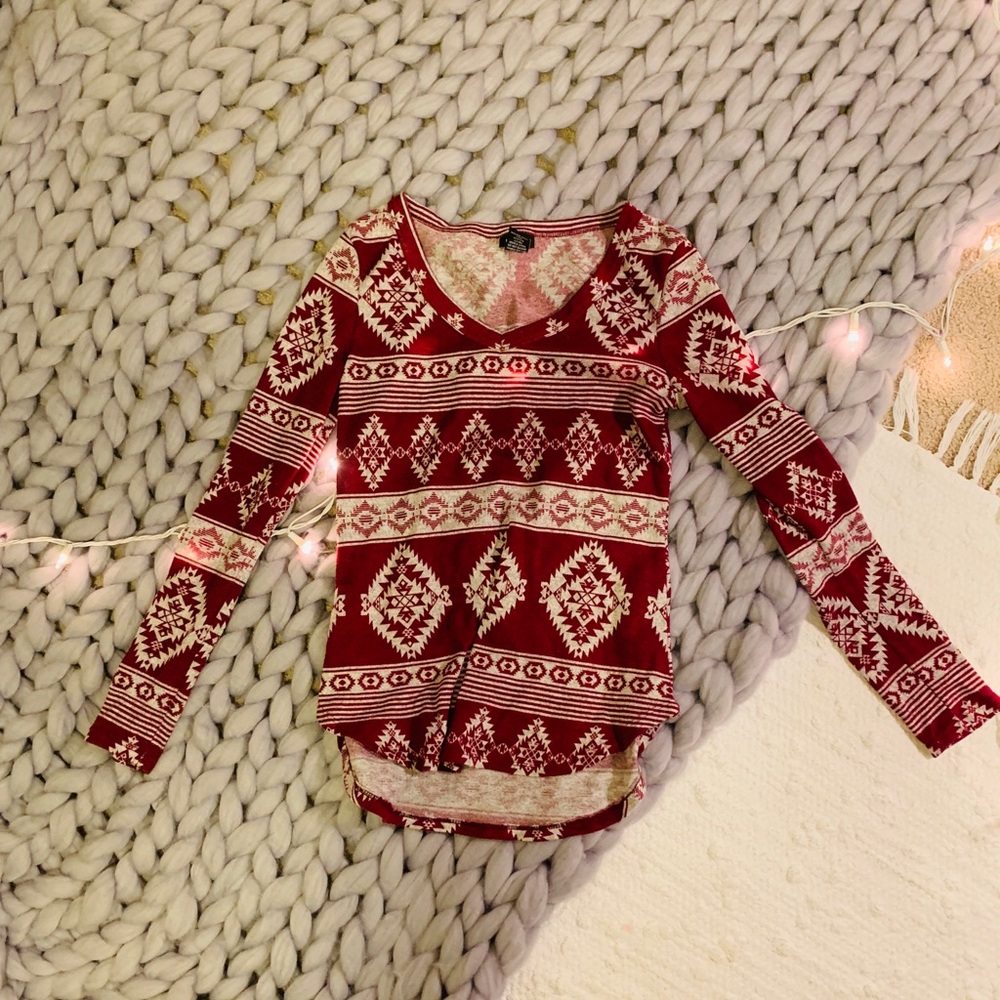 Aztec maroon long sleeved shirt
